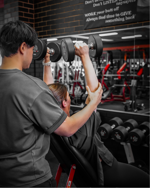 Spotting press work, gym floor